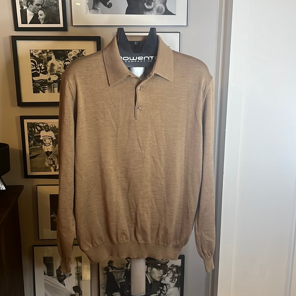 Nordstrom XL Collared Sweater - XL Brown - Made in Italy